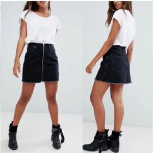 ABERCROMBIE Zoe Natural Rise Vintage A-Line Full Zip Skirt